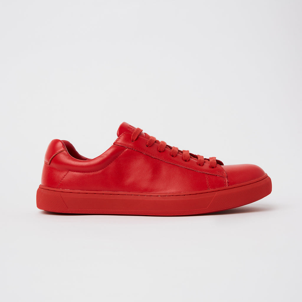 a mens leather shoe in red