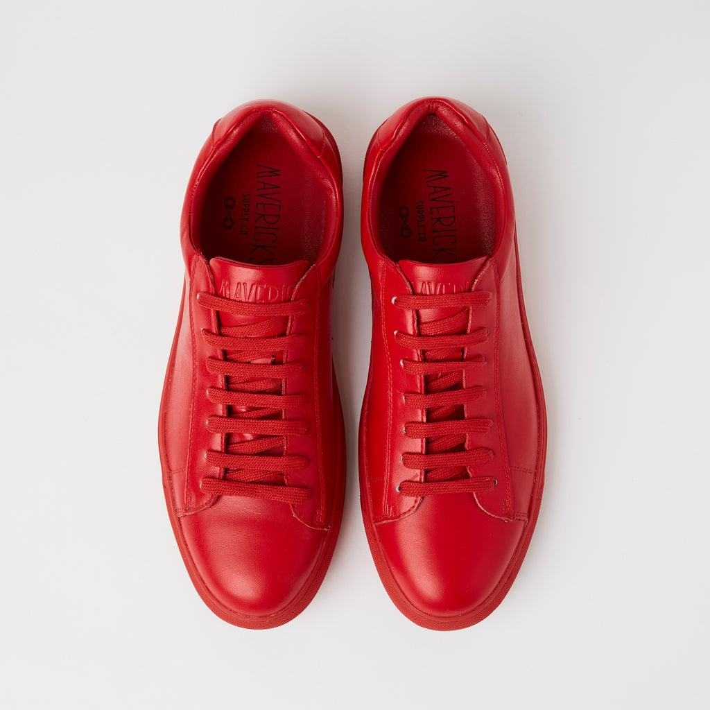 the mavericks mens leather dress sneakers in red 